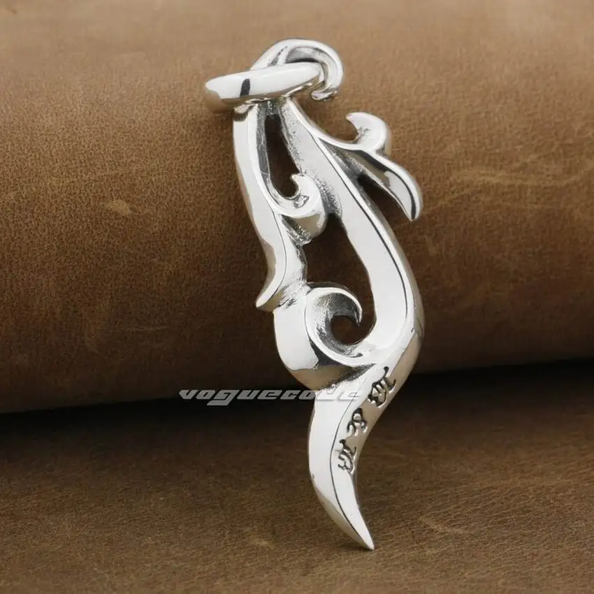 LINSION Tribal Curl лезвие для татуажа Surf 925 пробы Серебряная Мужская Байкерская подвеска