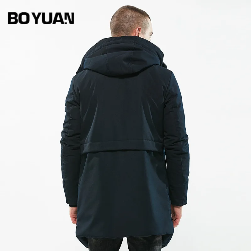 Boyuan зимняя куртка Для мужчин парка Теплые Длинные куртки Пальто для будущих мам