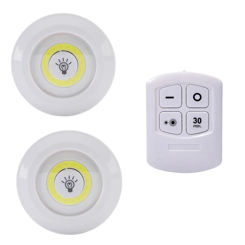 1 remote 2 lights Горячий Диммируемый светодиодный светильник для шкафа с батарейным пультом дистанционного управления, беспроводной COB Ночной светильник, лампы безопасности для шкафа, коридора, шкафа - Испускаемый цвет: 1 remote 2 lights