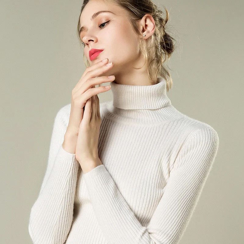 Women Sweater 2020 Winter Cashmere Female Pullover High Collar Turtleneck Solid Color Lady Basic | Женская одежда