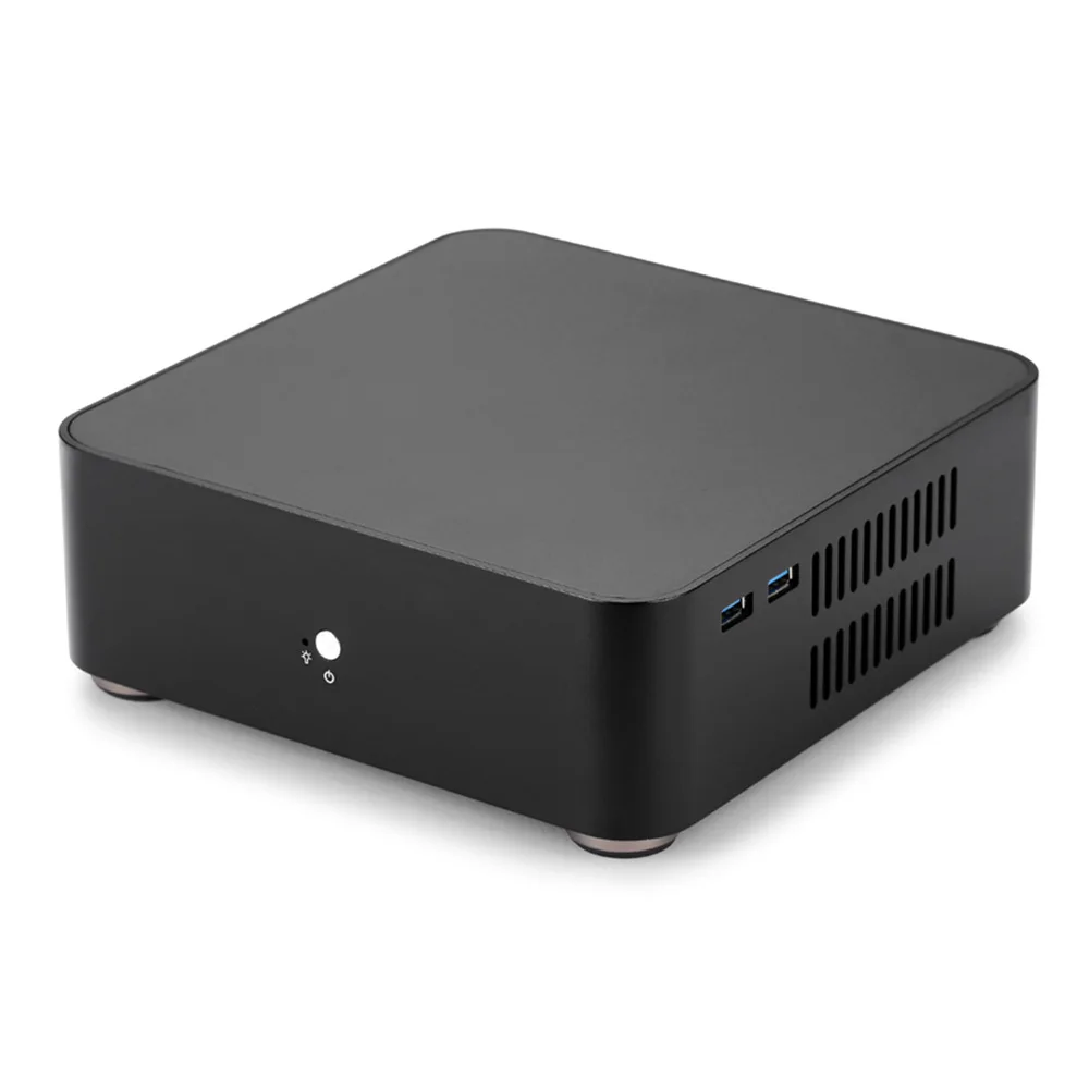 [Версия USB 3,0] RGeek Mini ITX компьютерный чехол ПК с алюминиевым корпусом шасси HTPC с блоком питания - Цвет: Black Case