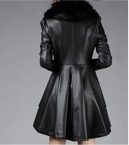 Кожаная куртка пальто 2016 модная простая искусственная кожа большой меховой