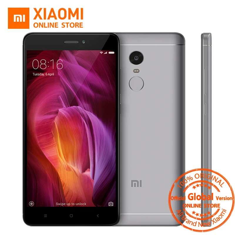 Глобальная версия Xiaomi Redmi Note 4 Qualcomm ГБ 64 Смартфон Snapdragon 625 Octa Core 5.5 &quot1080 P 13.0MP 4100 мАч