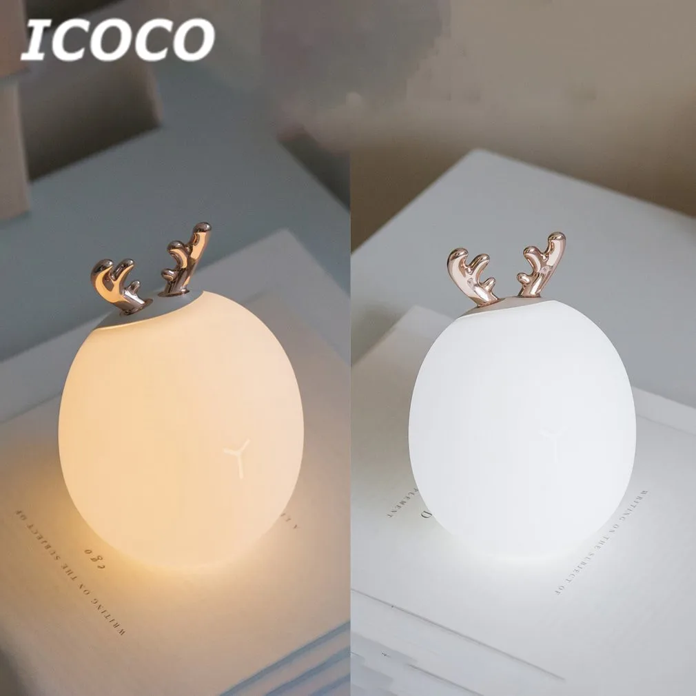 ICOCO мультяшный светодиодный силиконовый ночник USB перезаряжаемая лампа с