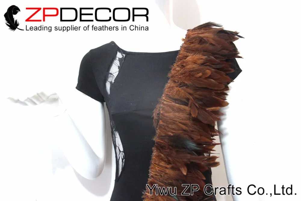 

ZPDECOR Rooster Feather 6-8inch Hand Select Wholesale Coffee Strung Rooster Schlappen Feathers for Costume Decoration