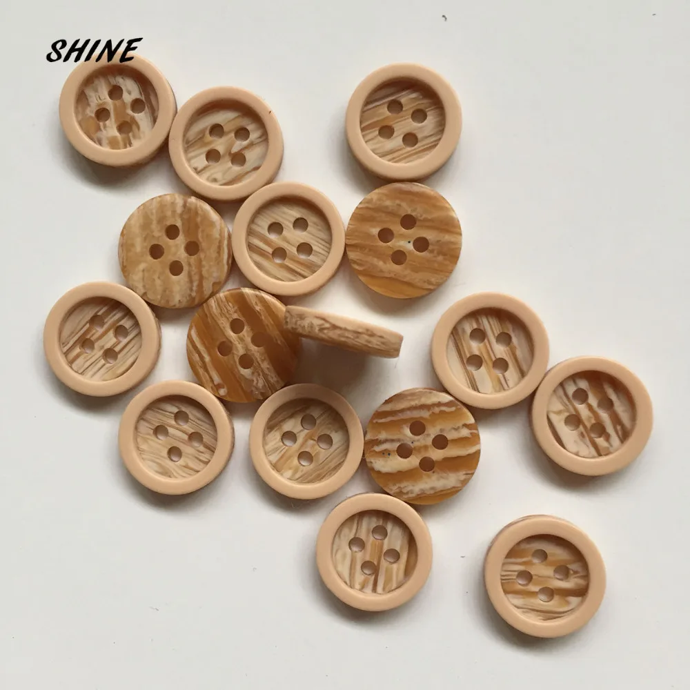 SHINE Resin Sewing Buttons Scrapbooking Round Faux-Wooden Four Holes 11.5mm Dia. 24 PCs Costura Botones Decorate bottoni botoes | Дом и сад