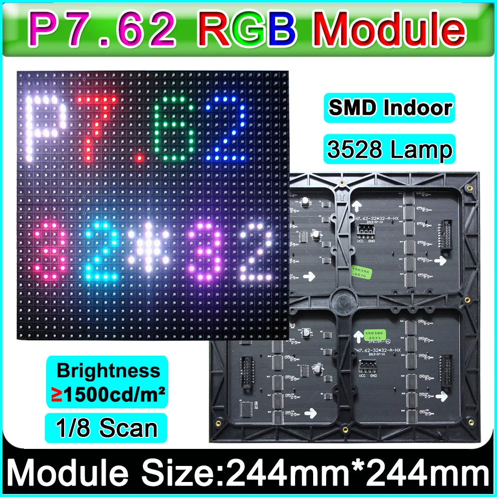 SMD P7.62 RGB светодиодный модуль 1/8 сканирование комнатный/полунаружный полноцветный