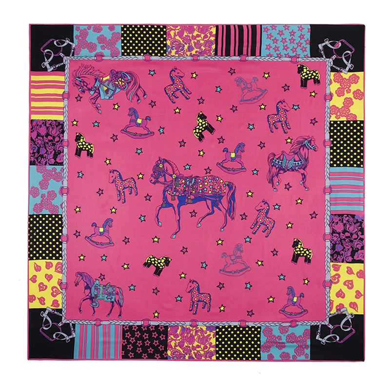 130*130 см саржевый шелковый шарф милый троянский новый стиль женские квадратные