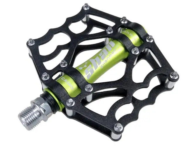 Новинка, MTB, педали для горного велосипеда, алюминиевый сплав, CNC, подножка для велосипеда, большая плоская, Ультралегкая, велосипедная педаль BMX - Цвет: Зеленый