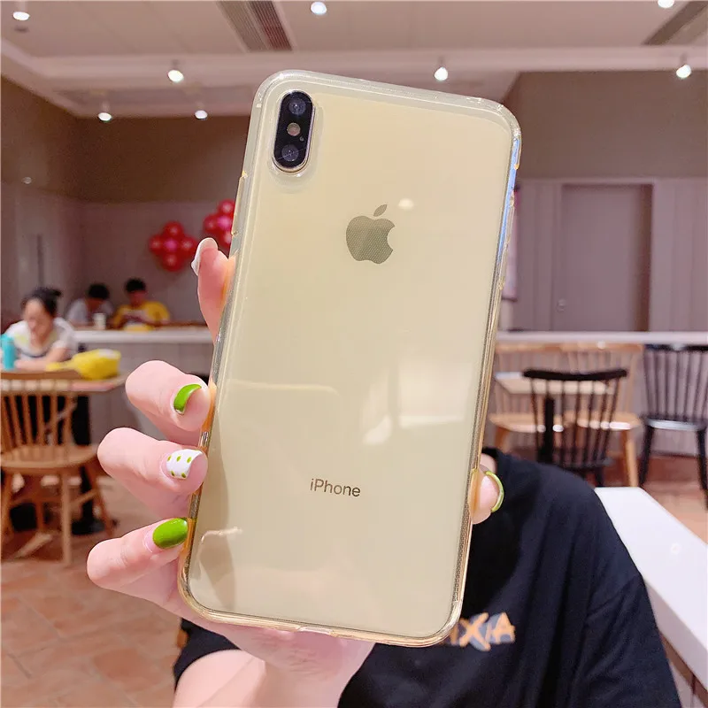 B Прозрачный безрамный чехол для iphone 7 Чехол для iphone X XS Max XR 7 8 6 6S Plus задняя крышка прозрачный мягкий кремний чехол для телефона s - Цвет: B