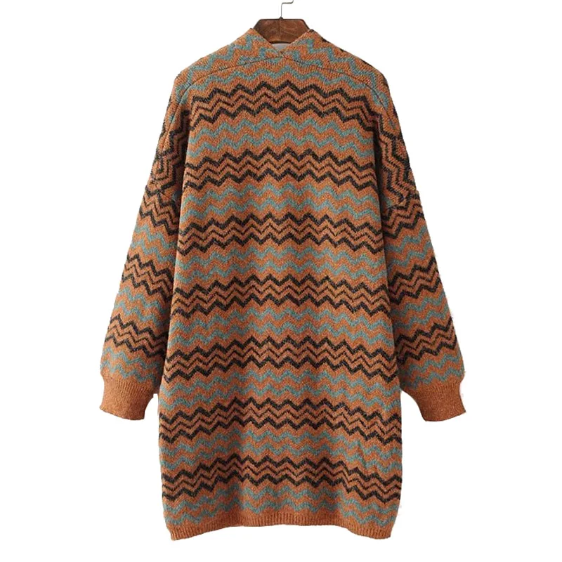 Для женщин кардиган осень 2017 г. Зимняя шерстяная одежда Англия Стиль волна Дизайн