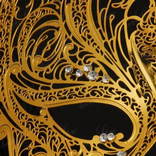 Красивая Роскошная Венецианская Золотая Маскарадная маска со стразами и лебедем