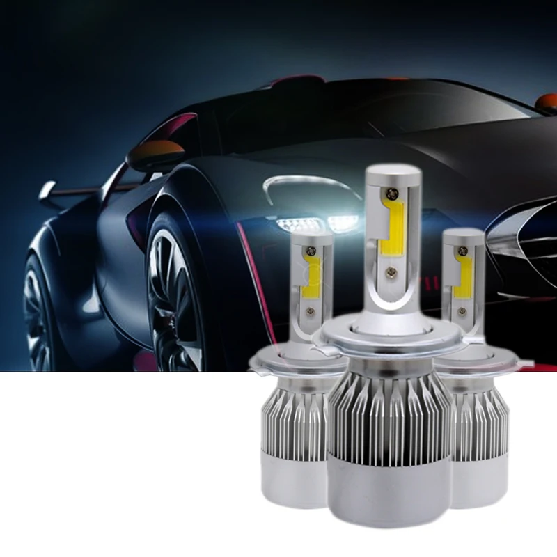 2Pcs/Pair H1 H3 H7 H11 9005 HB3 9006 HB4 Hight Bright COB C6 Car LED Headlight H4 H13 9004/9007 Hi/Lo Beam  Headlamp