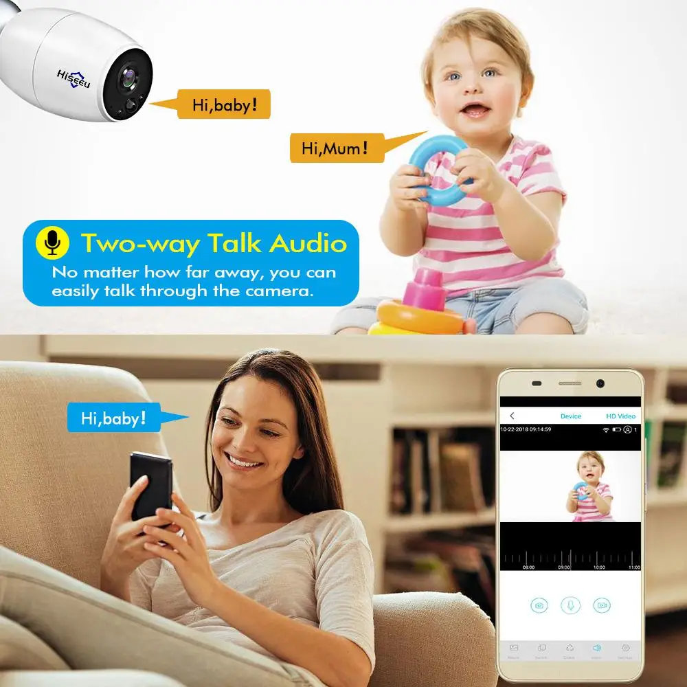 Hiseeu wifi ip камера видеонаблюдения аккумуляторная батарея 1080 P Full HD обеспечение