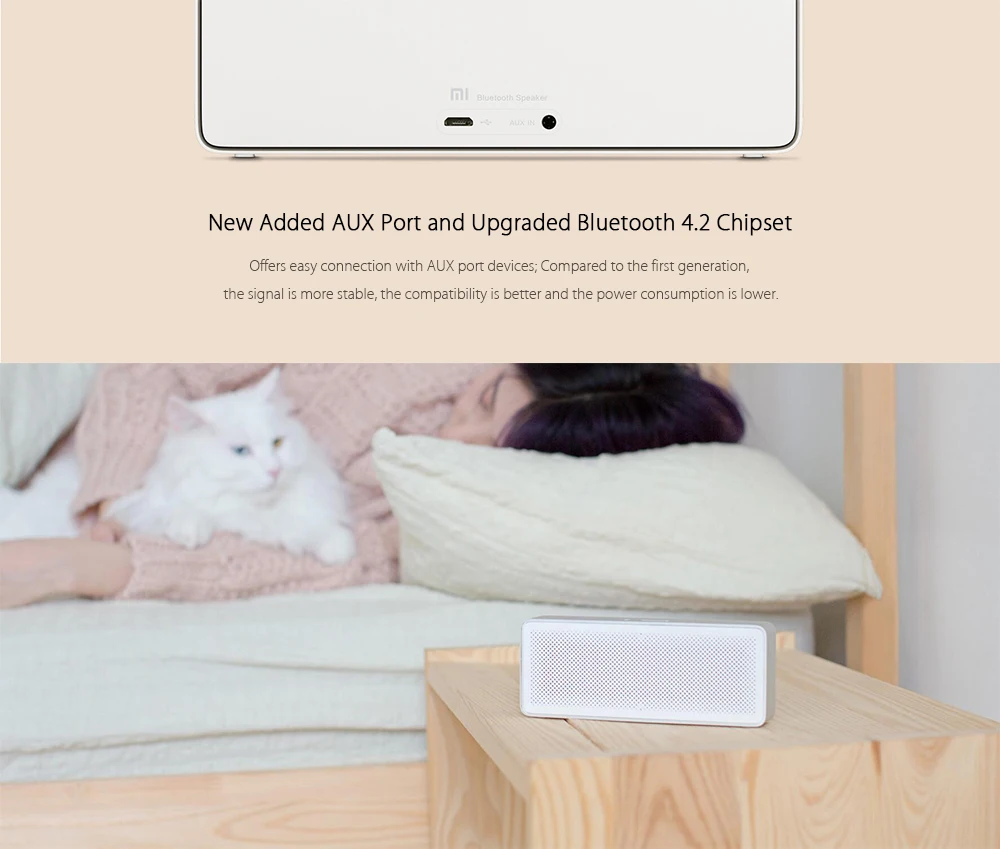 Xiaomi Mi Bluetooth динамик базовый 2 квадратных коробки 2 стерео портативный Bluetooth 4,2 Белый Высокое разрешение HD звук качество воспроизведения
