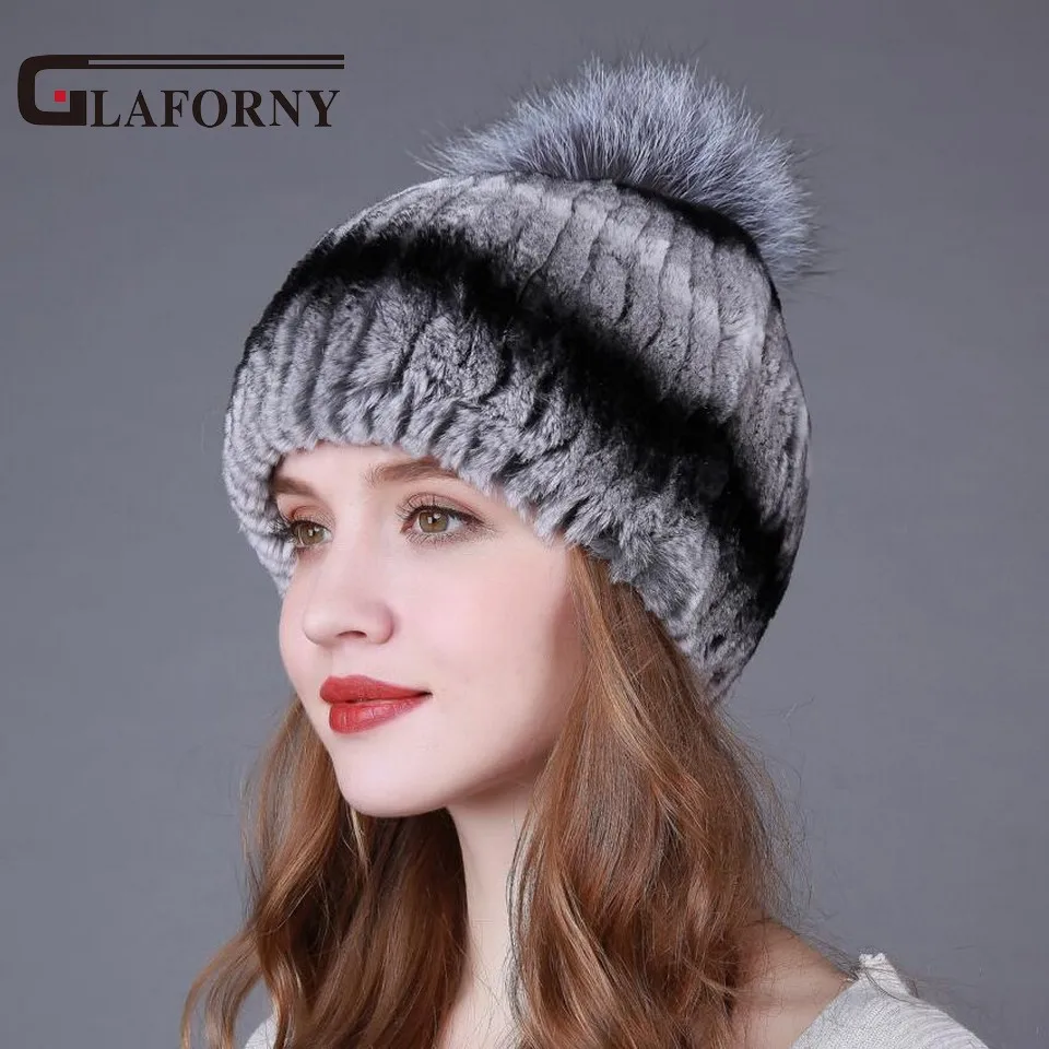 Glaforny 2017 хит продаж стильные женские шапки из натурального меха вязаные кролика