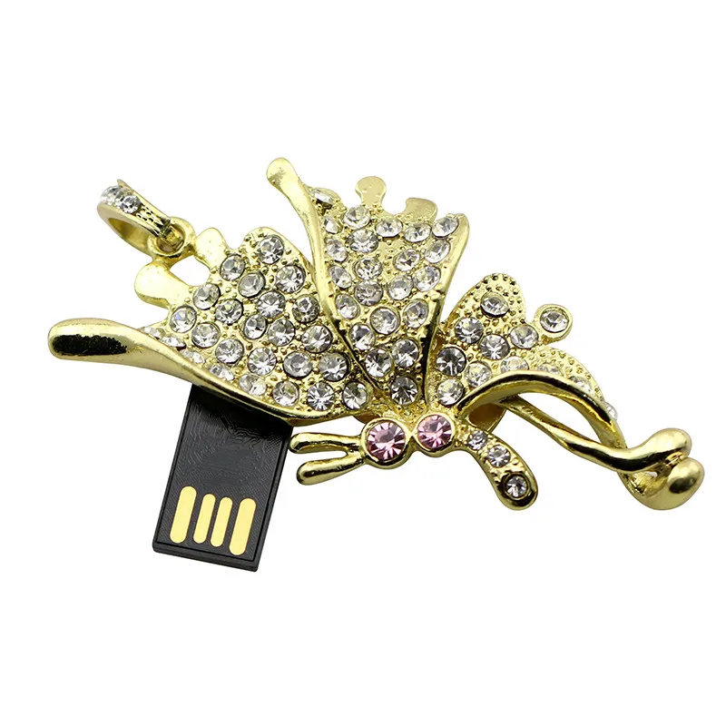 Персональный 4 стиль хрустальное ожерелье бабочка USB флеш-накопитель 4 ГБ 8 ГБ 16 ГБ 32 ГБ 64 Гб мини-накопитель Флешка USB карта памяти