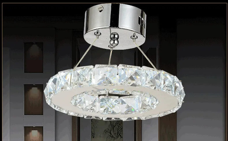 Диаметр 200 мм 9 Вт LED k9 Хрустальная люстра из нержавеющей стали кольцо хрустальная