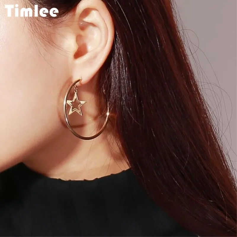 Серьги Timlee E213 бесплатная доставка новинка серьги кольца со звездами оптовая