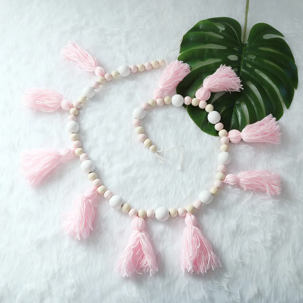 INS скандинавский стиль деревянные бусины с макарунами Висячие кисточкой