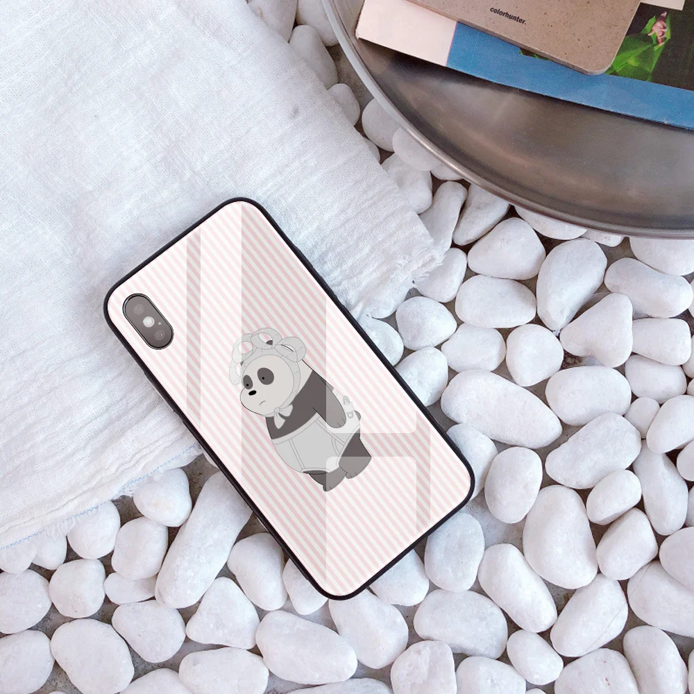 Заказной чехол из закаленного стекла для телефона для iphone 11 Pro XS MAX XR 5 5S SE чехол Мы Голые Медведи DIY чехол для iphone 8X7 Plus 6s capa - Цвет: 20431