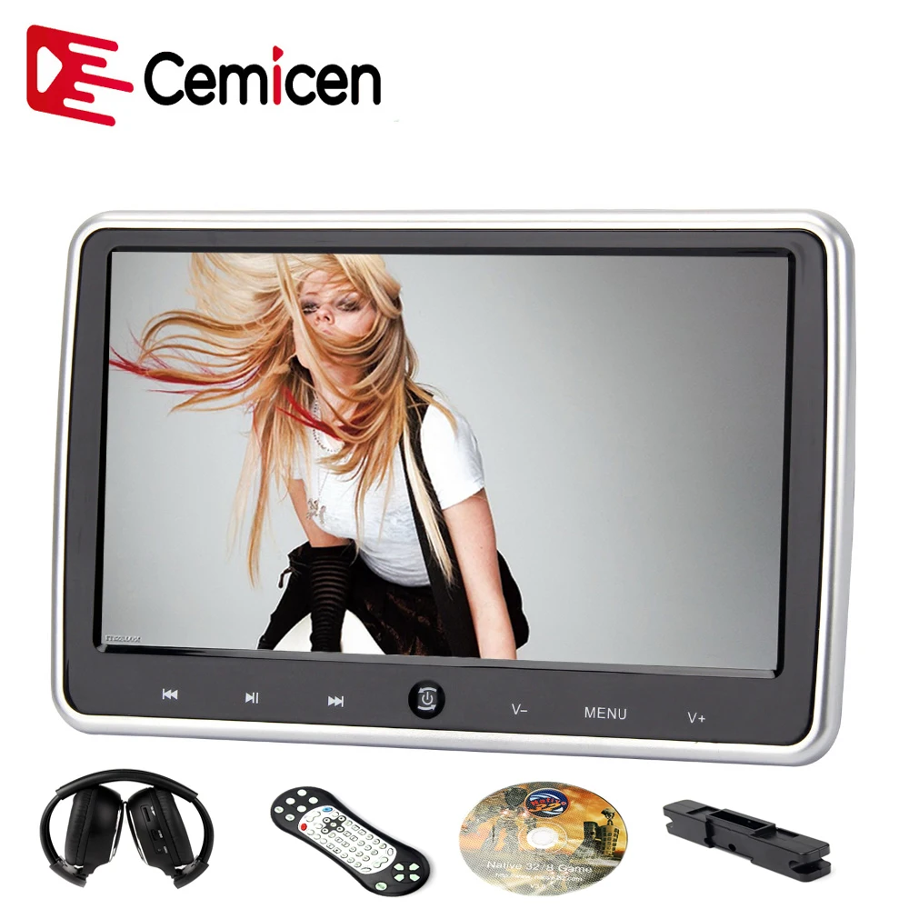 Cemicen 10 1 дюйма автомобильный монитор для подголовника с HD цифровым ЖК экраном DVD