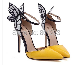 free shipping new 2015 Occident style women butterfly wings pumps sandals ladies fashion pointed toe summer shoes high heels | Обувь