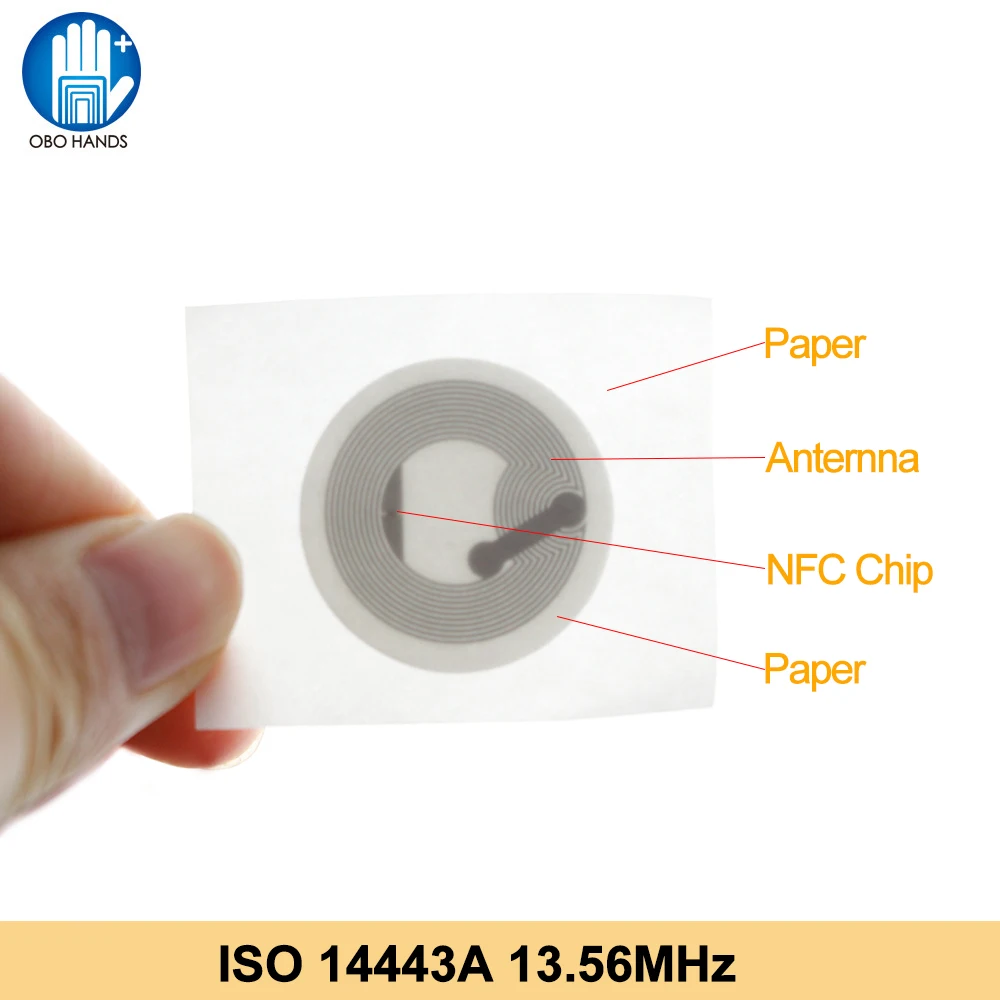 

Белые бумажные RFID-метки OBO HANDS F08 13,56МГц 1К