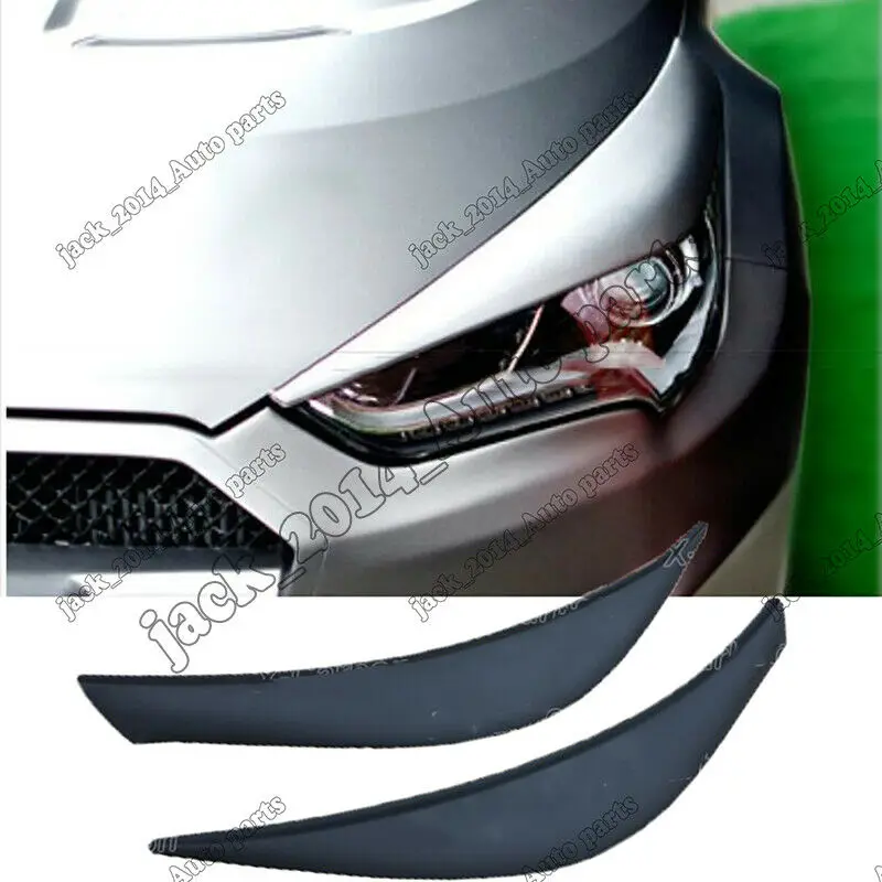 Полимерная черная накладка на фару для бровей 2 шт. Hyundai Veloster 2011 2012 2013 2014 2015 2016