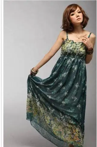 Summer New Bohemian Women Chiffon Floral Dress Off The Shoulder Long Beach AMY | Женская одежда