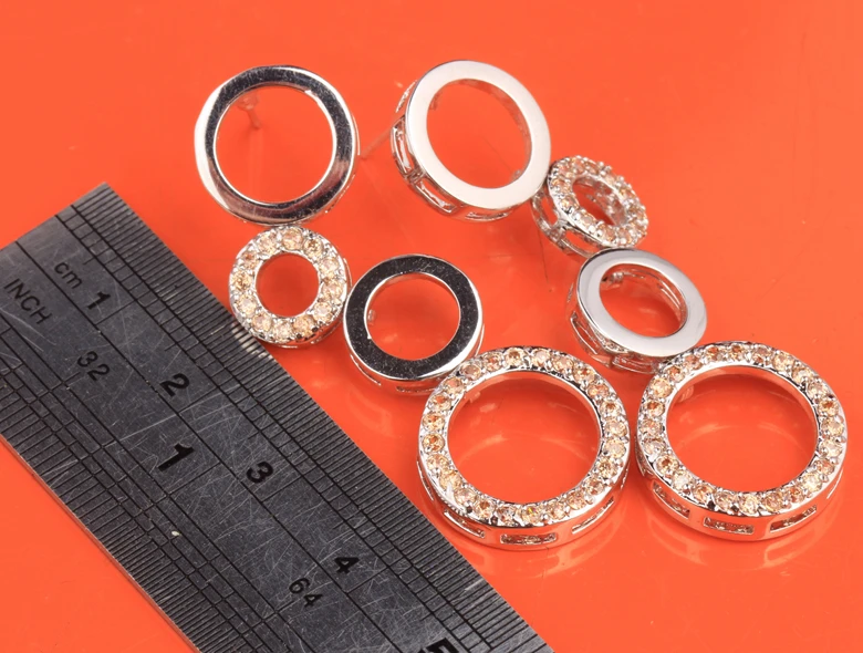Простой круг коричневый Champange оранжевый Morganite 925 стерлингов Серебряные ювелирные
