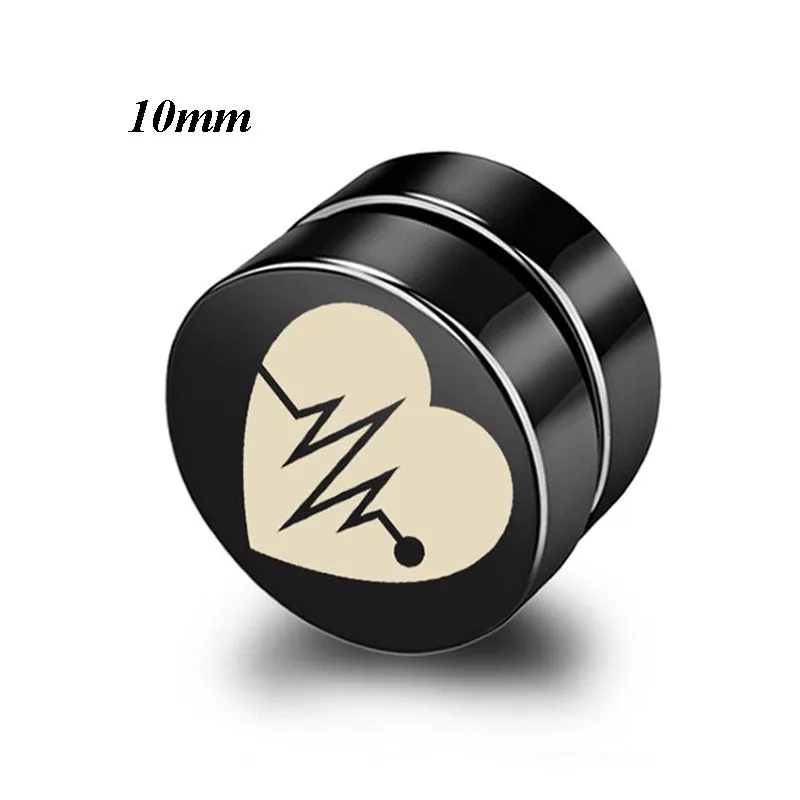 2Pcs/set 8/10mm Black Stainless Steel ECG Ear Clip NON-Pierced Rock Earrings Magnet Magnetic Fake Punk Jewelry | Украшения и