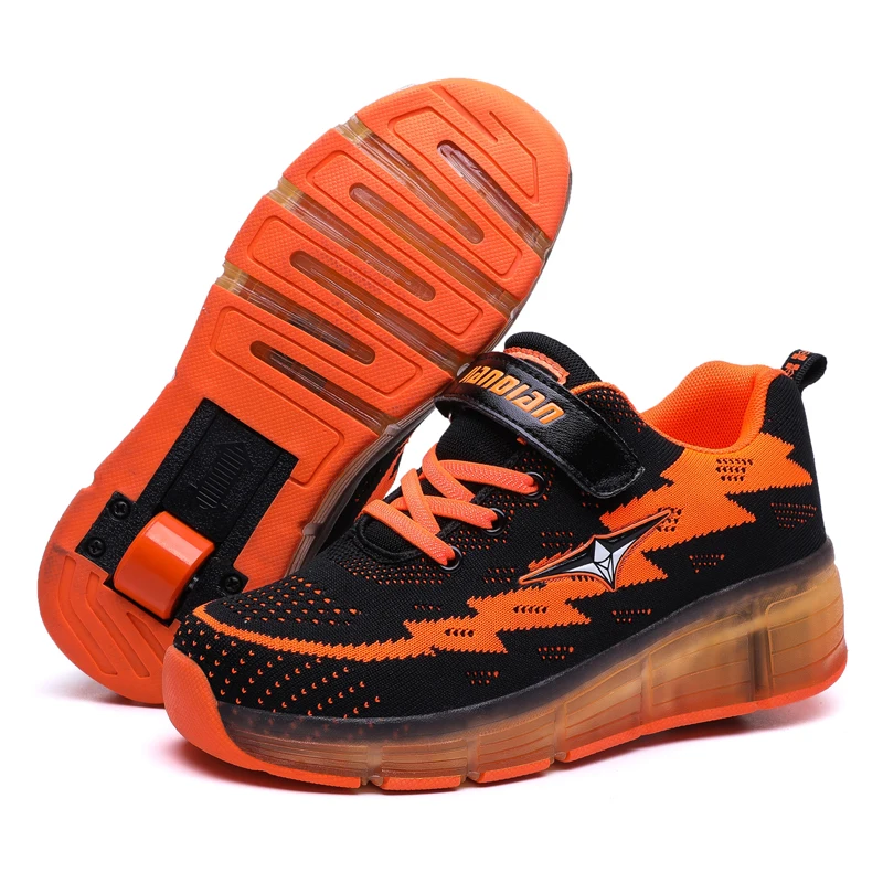 12 as picture Детские Heelys светодиодный светильник кроссовки одно колесо мальчики девочки роликовые коньки повседневная обувь детские спортивные ботинки для девушек usb зарядка оранжевый - Цвет: 12 as picture