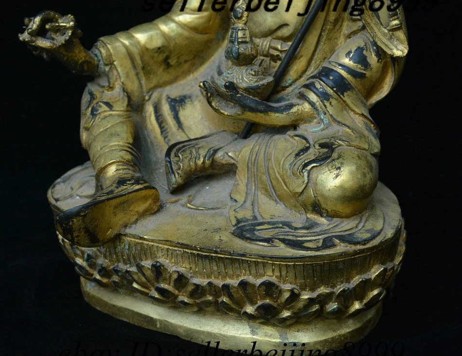 13 &quotТибетский буддизм Бронзовая позолота гуру Padmasambhava Rinpoche статуя Будды|Статуи и