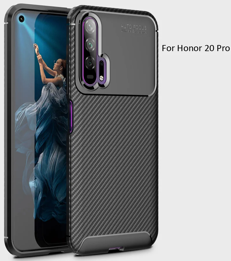 Чехол из углеродного волокна для huawei Honor 20 Pro View 20, ТПУ, силиконовая Матовая защитная накладка из волоконной ткани