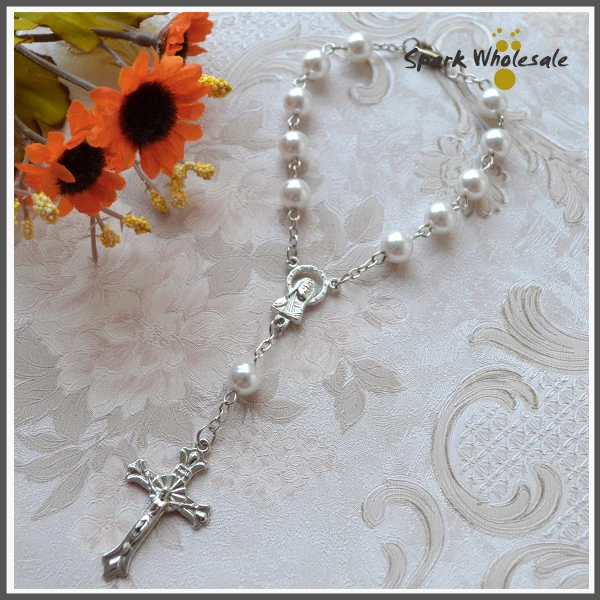 50 шт./лот многоцветный браслет с жемчугом и стеклом розари Религиозный