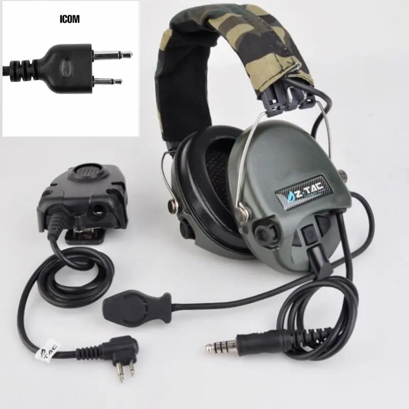 ICOM Z-тактическая страйкбол гарнитура Sordin тактическая гарнитура Z111 FG С страйкбольные тактические Peltor Kenwod Midland PTT Z112 - Цвет: ICOM