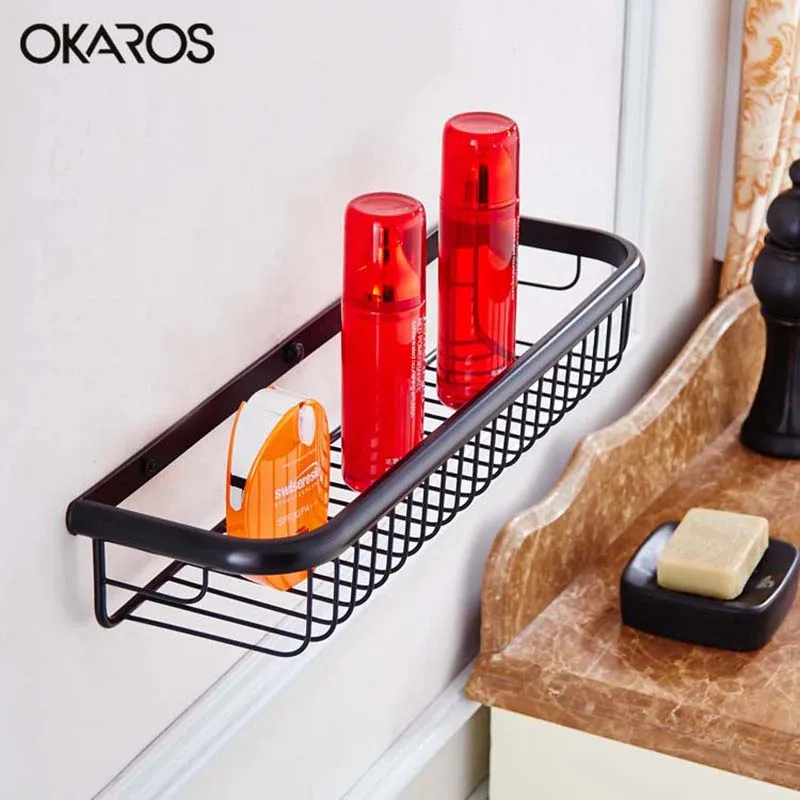 OKAROS (45 см) настенная одноуровневая полка для ванной комнаты полки корзина