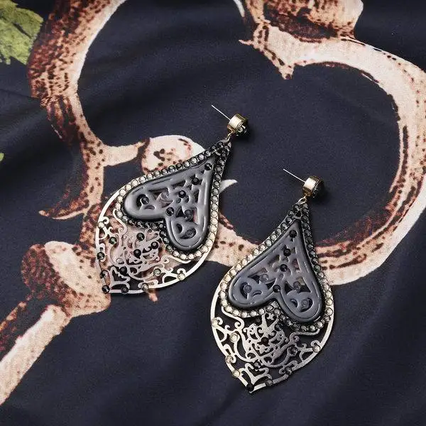 Винтажные черные большие серьги из акрила бижутерия|earrings big|earrings big dropvintage drop earrings