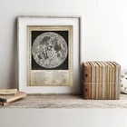 Винтажная полноформатная карта Луны, репродукция, настенный плакат с художественной печатью, Лунная астрономическая Лунная карта, холщовая живопись, картина, домашнее настенное искусство, Декор