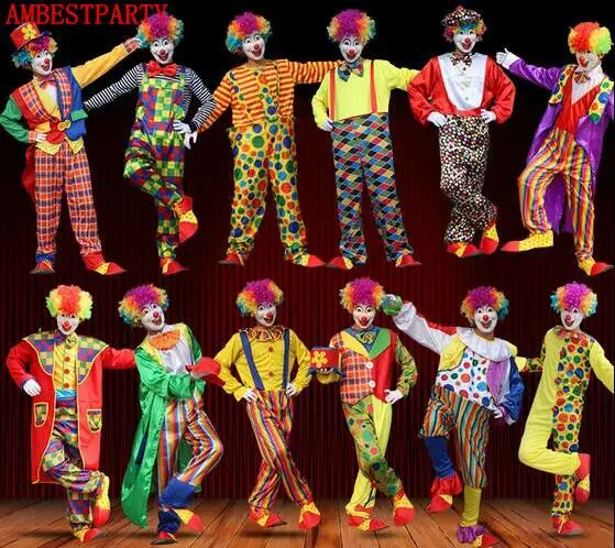 Хит карнавальный костюм на Хэллоуин клоун цирк для взрослых маскарадный одежда