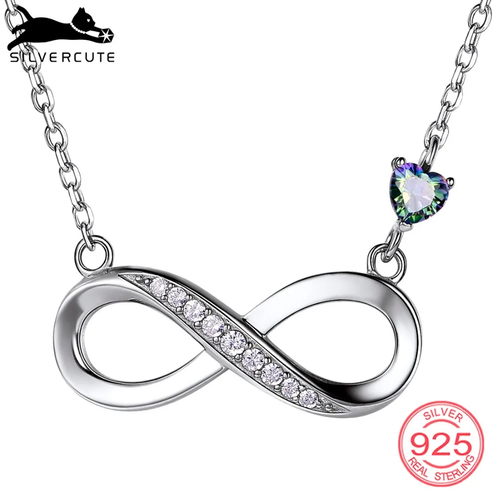 SILVERCUTE топаз Бесконечность ожерелье для женщин девочек 925 стерлингового серебра