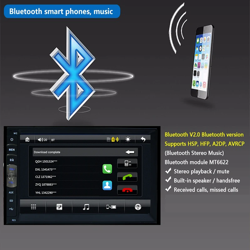 Двойной 2din 2 Дин DVD/MP3/mp5/USB/SD/плеер Bluetooth Handsfree заднего вида afte0 автомобиль радио без