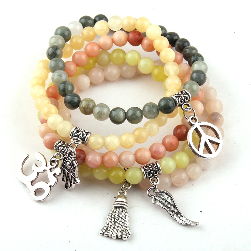 

Free Shipping Beautiful Fashion 6mm Mix Color Stone beads Charm Bracelets 10pc/lot