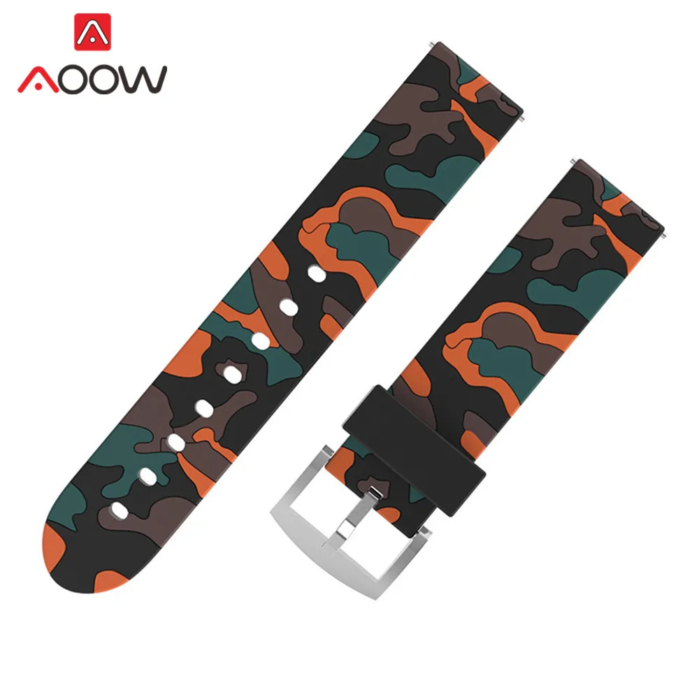 Colorful 1 20mm 22mm High Quality Silicone Watchband for Samsung Galaxy Active 42mm 46mm Soft Camouflage Strap Bracelet Band for Gear S2 S3 - Цвет ремешка: Colorful 1