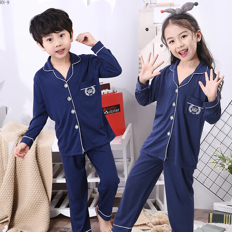Хлопковый Детский комплект с длинными рукавами костюм кардиганом одежда для сна