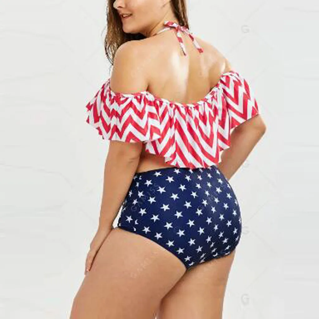 Для женщин плюс Размеры сексуальные трепал слинг принт национального флага