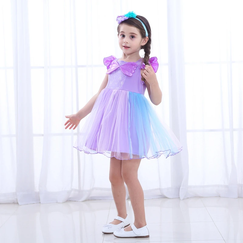

Girls Cute Cartoon Princess Dress Kids Tangled Rapunzel Dress Girls Halloween Cosplay Rapunzel Costume Children Summer Clothing
