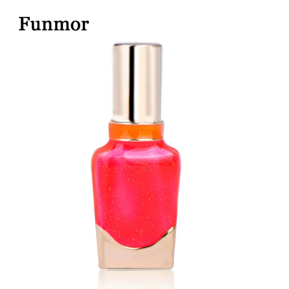 

FUNMOR Vivid Nail Polish Shape Brooch Pin Red Enamel Gold Powder Brooches For Women Girls Collar Clips Dress Coat Adornment Gift