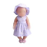 doll clothes purple floral dress hat fit 43 cm baby dolls and 18 inch girl dolls clothing accessories f232